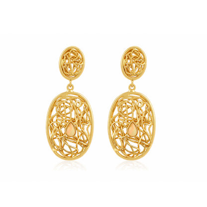 Gold Filigree Opal Drop Earrings