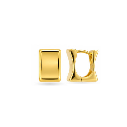 Gold Geometric Square Sterling Silver Earring