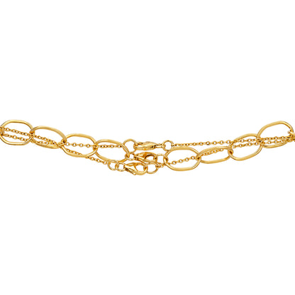 Gold Layered Raw Stone Lantern Silver Chain Pendant