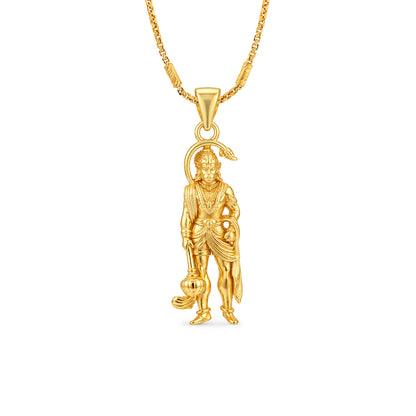Gold Lord Hanuman Gada Sterling Silver Pendant