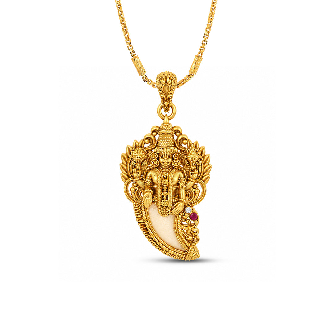 Gold Lord Vishnu Tiger Claw Sterling Silver Pendant