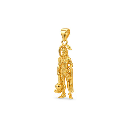 Gold Lord Hanuman Gada Sterling Silver Pendant