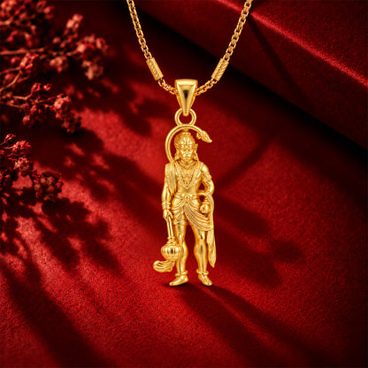 Gold Lord Hanuman Gada Sterling Silver Pendant
