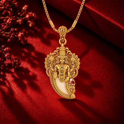 Gold Lord Vishnu Tiger Claw Sterling Silver Pendant