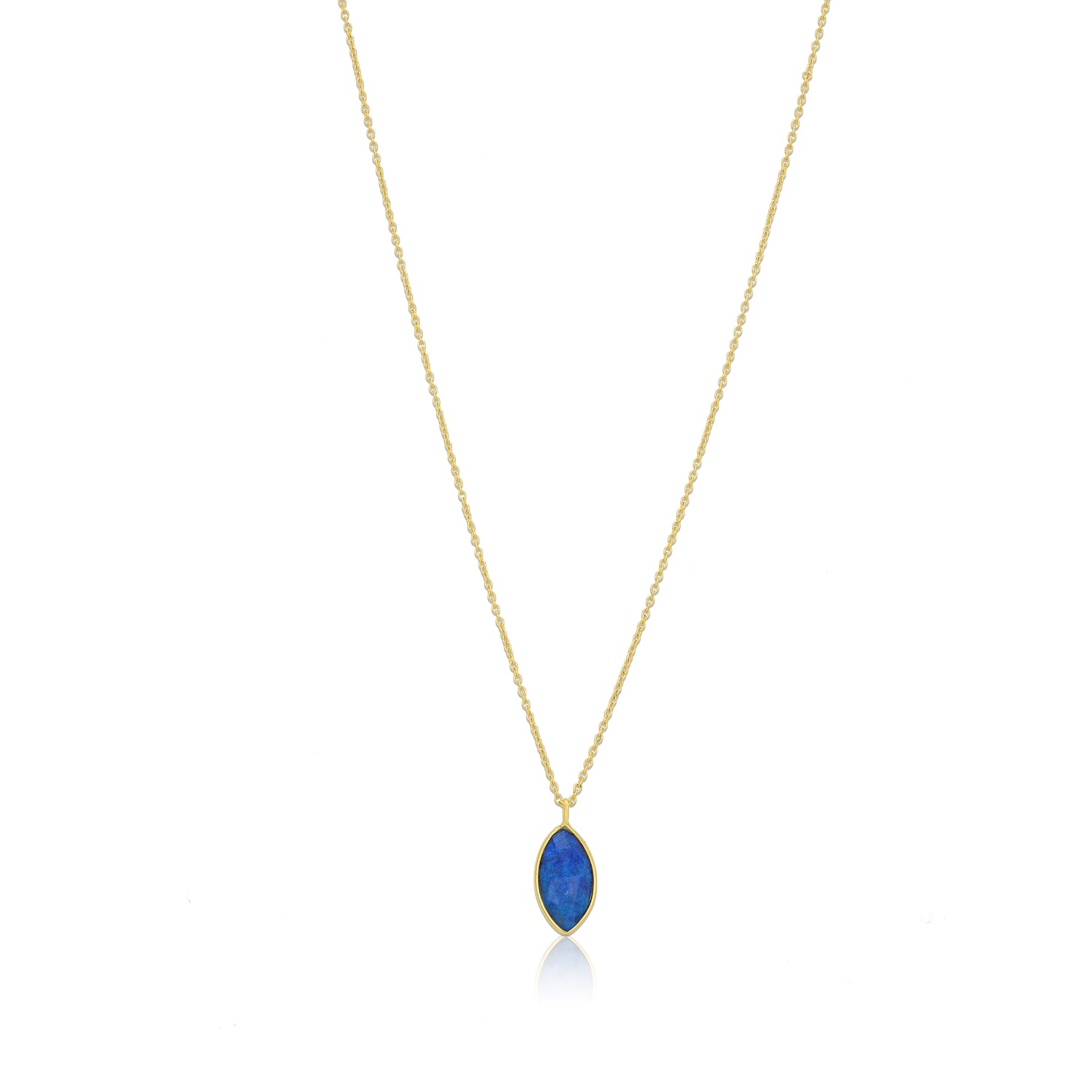 Gold Marquise Blue Opal Silver Chain Pendant