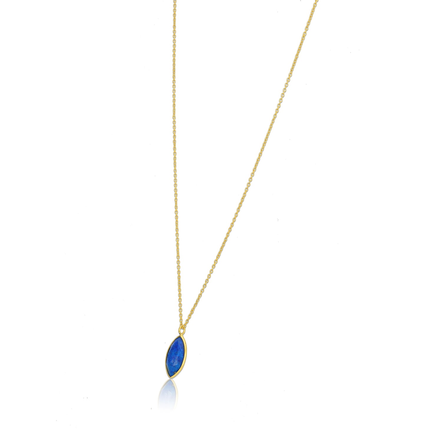 Gold Marquise Blue Opal Silver Chain Pendant
