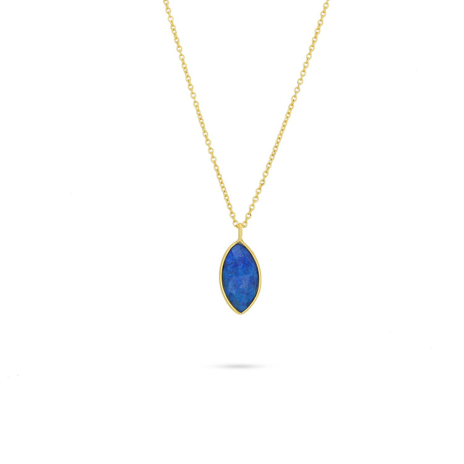 Gold Marquise Blue Opal Silver Chain Pendant
