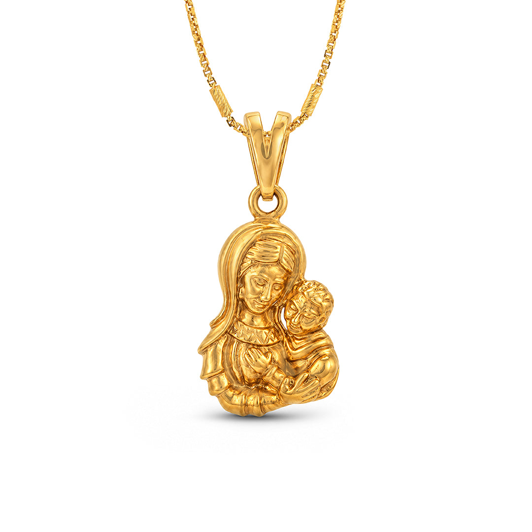 Gold Mother Mary Motherhood Sterling Silver Pendant