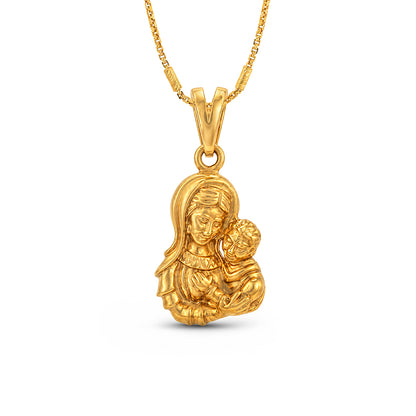Gold Mother Mary Motherhood Sterling Silver Pendant
