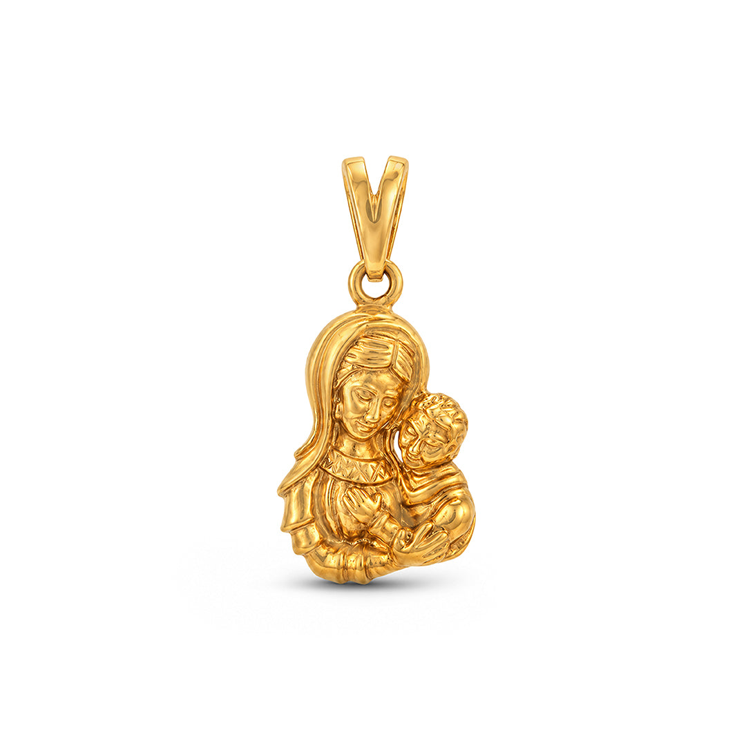 Gold Mother Mary Motherhood Sterling Silver Pendant