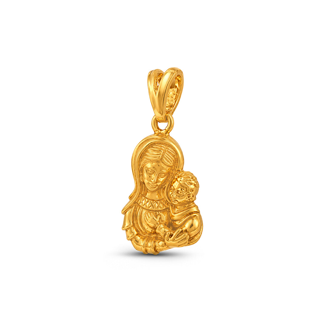 Gold Mother Mary Motherhood Sterling Silver Pendant