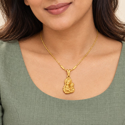 Gold Mother Mary Motherhood Sterling Silver Pendant
