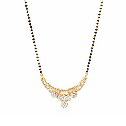 Gold Plated CZ Curved Mangalsutra Chain Pendant