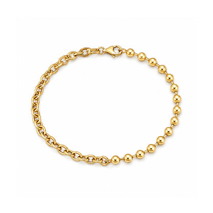 Gold Plated Half Link Half Ball Chain Mixed Bracelet