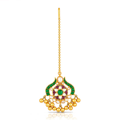 Gold Plated Jadau Kundan Maang Tikka