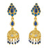 925 Gold Plated Blue Stoned Jhumka Pearl Drops