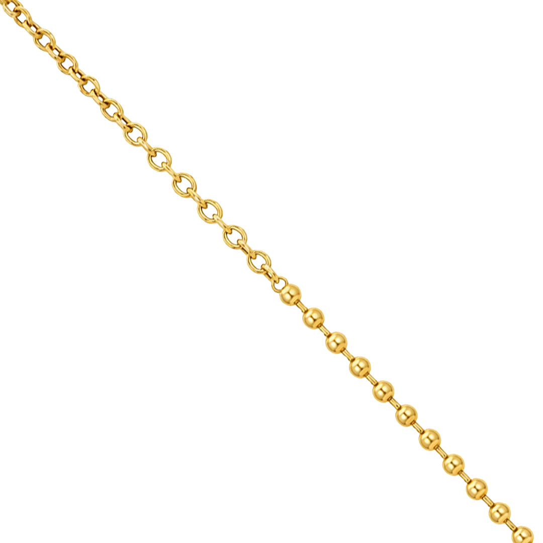 Gold Plated Half Link Half Ball Chain Mixed Bracelet