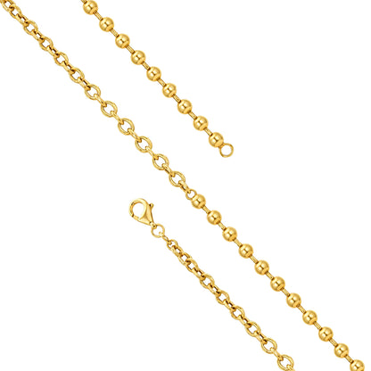 Gold Plated Half Link Half Ball Chain Mixed Bracelet