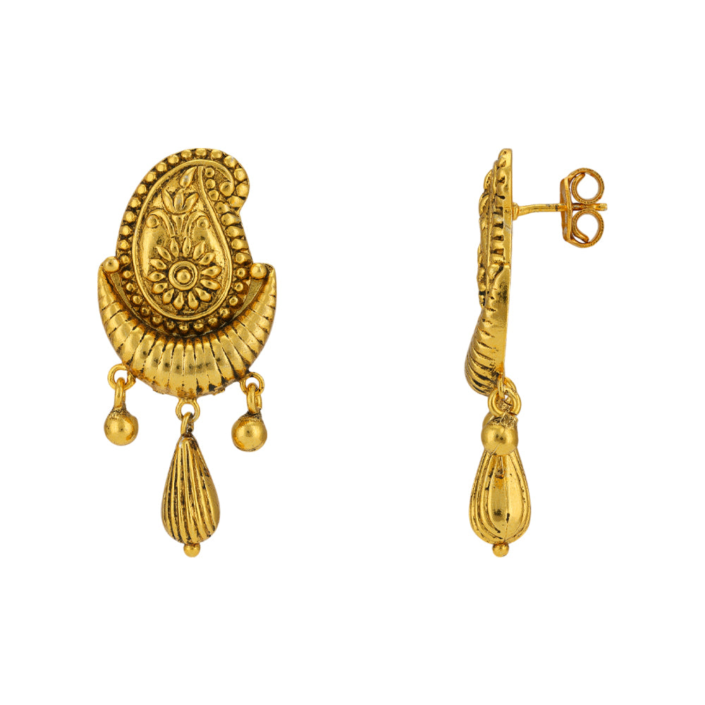 925 Gold Plated Manga Tear Drop Earrings