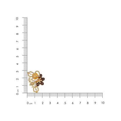 Gold Plated Smoky Quartz Floral Silver Studs
