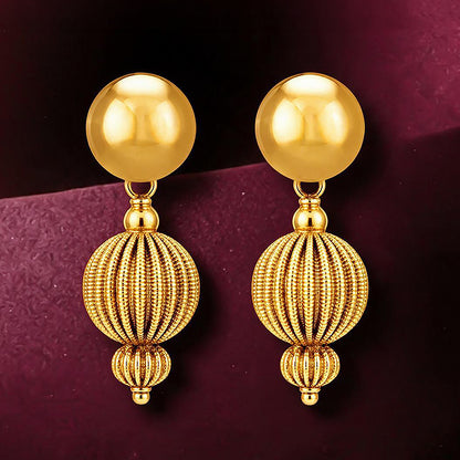 Gold Plated Textured Bead Silver Drop Earrings