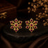 Gold Ruby Geometric Snowflake Stud Earrings