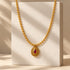 Gold Ruby Teardrop Pendant Sterling Silver Chain