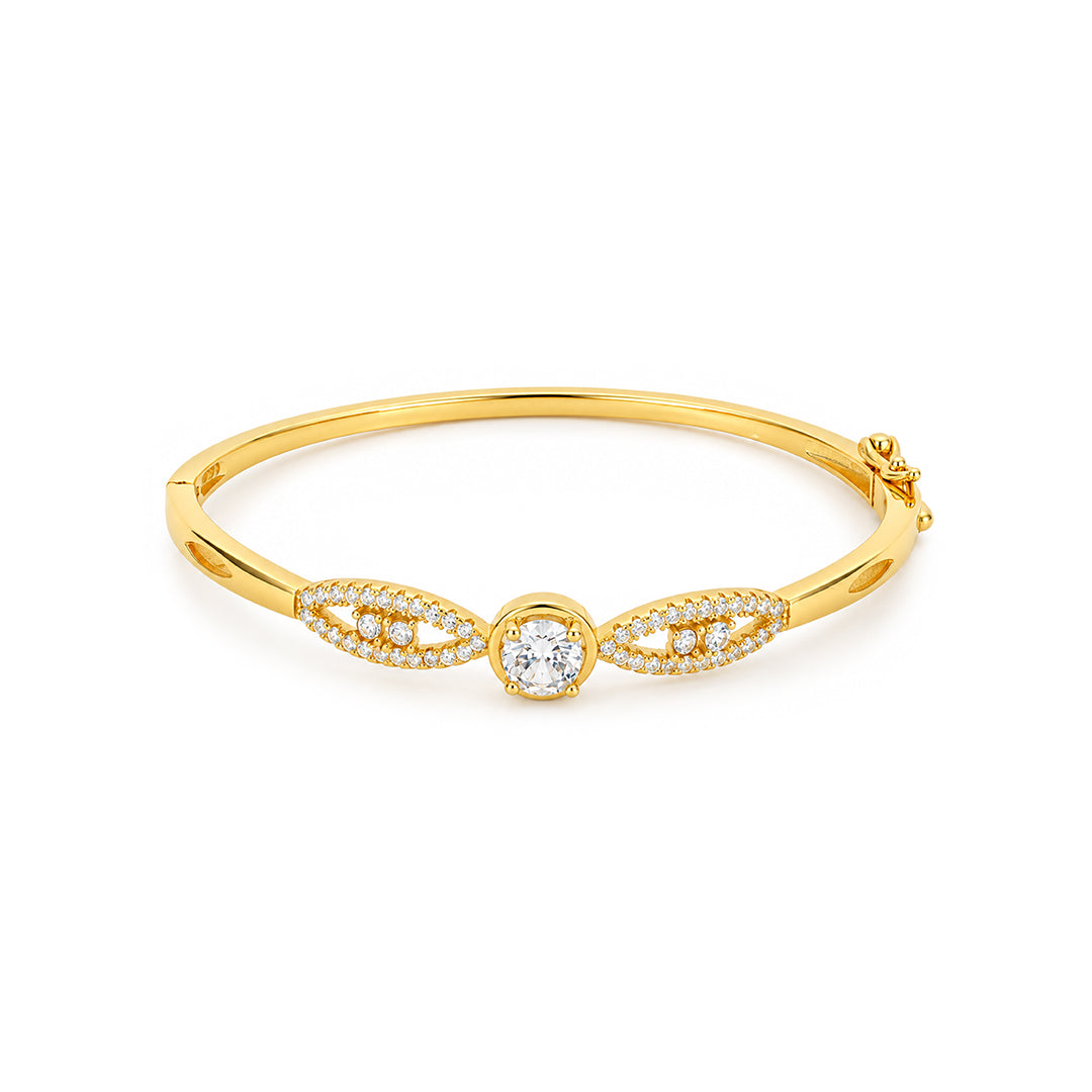Gold Solitaire Eye Sterling Silver Bracelet