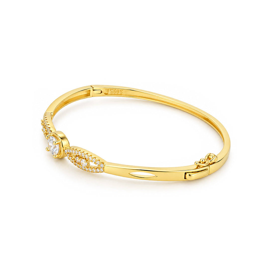 Gold Solitaire Eye Sterling Silver Bracelet
