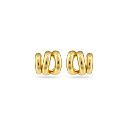 Gold Triple Band Sterling Silver Earring