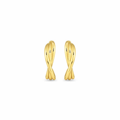 Gold Twisted Crossover Sterling Silver Earring