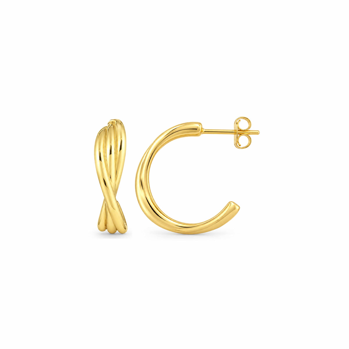 Gold Twisted Crossover Sterling Silver Earring