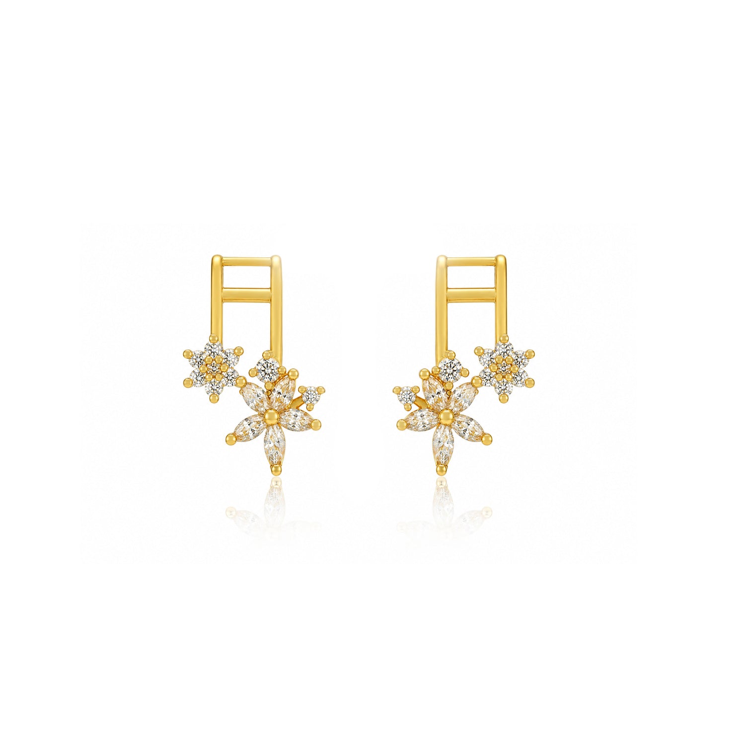 Gold Zircon Celestial Floral Ear Cuff