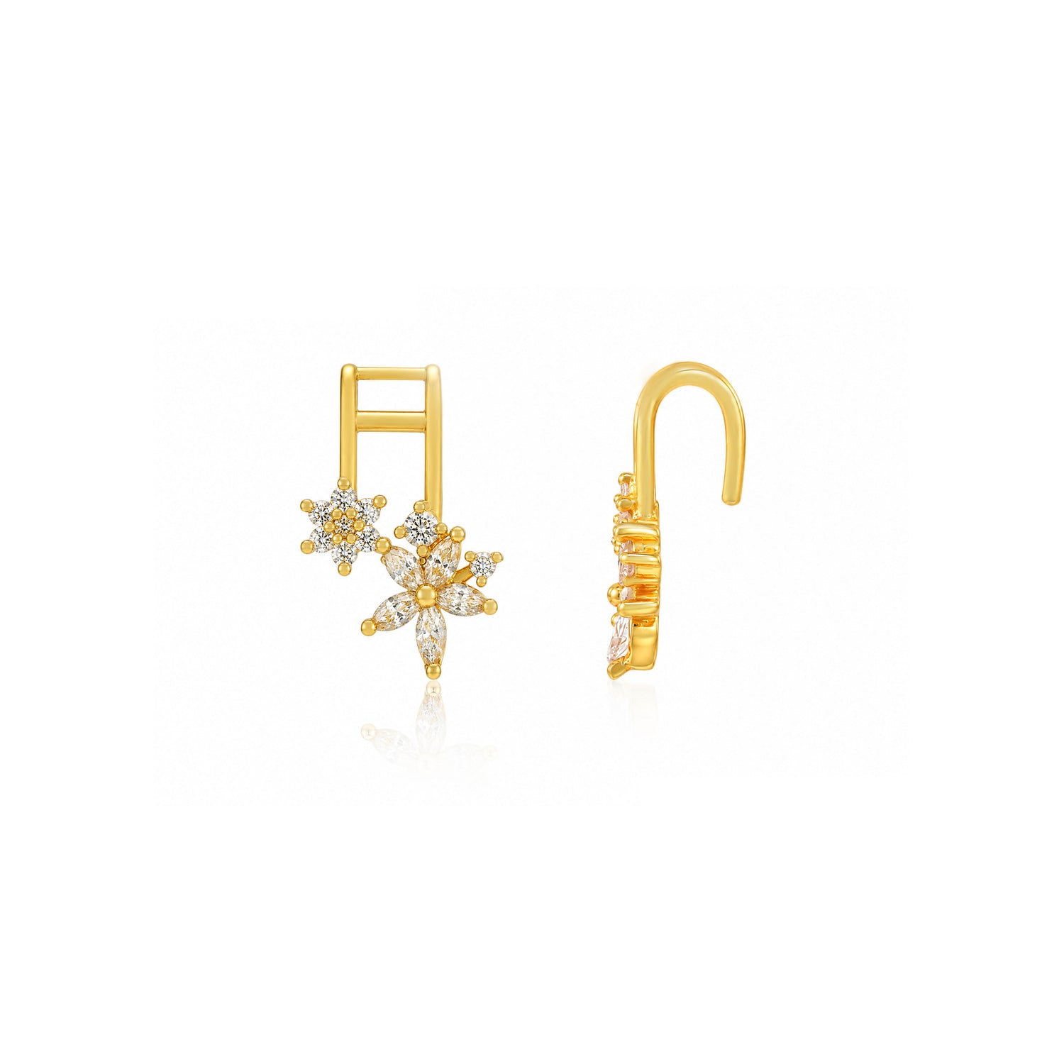 Gold Zircon Celestial Floral Ear Cuff