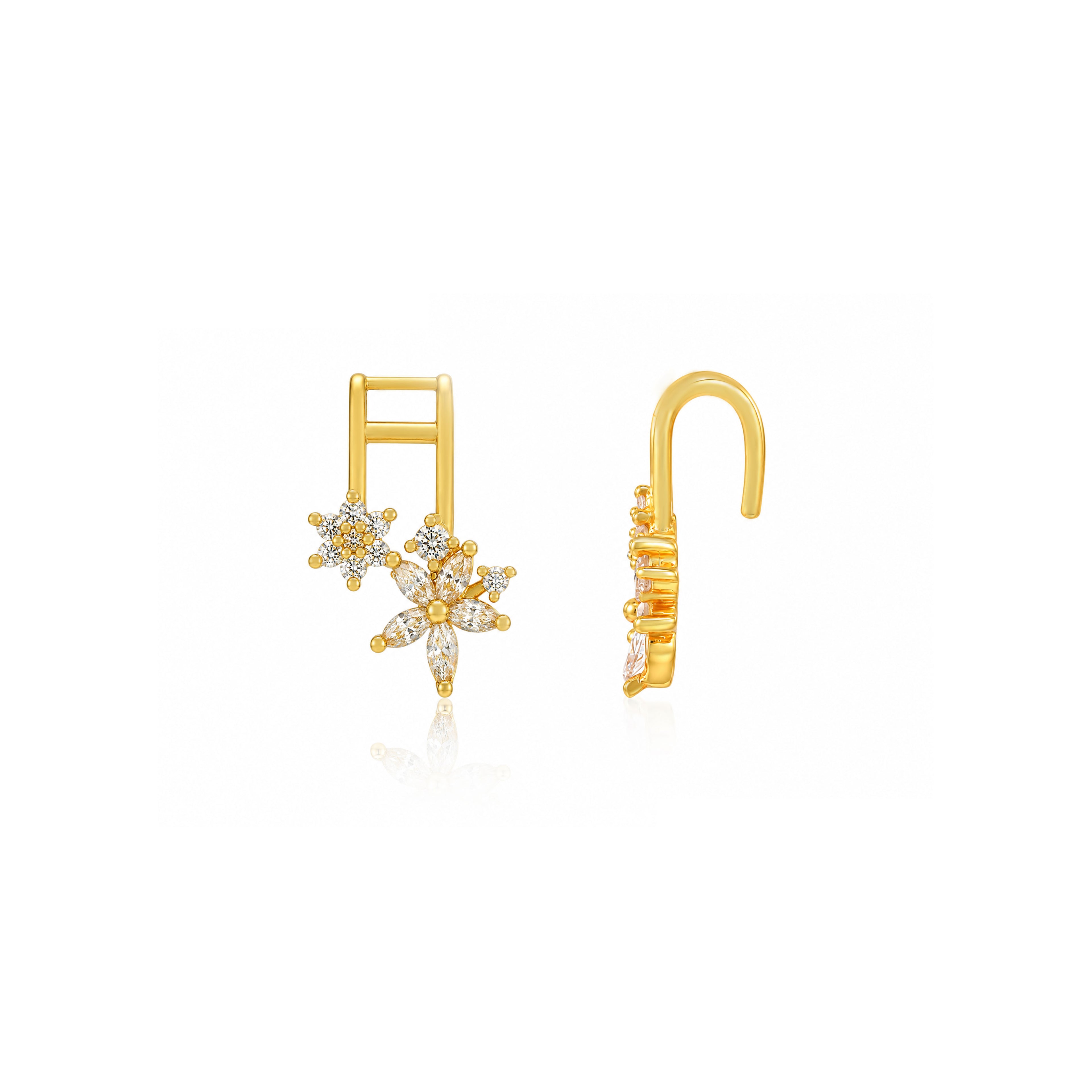Gold Zircon Celestial Floral Ear Cuff