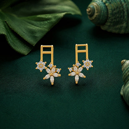 Gold Zircon Celestial Floral Ear Cuff