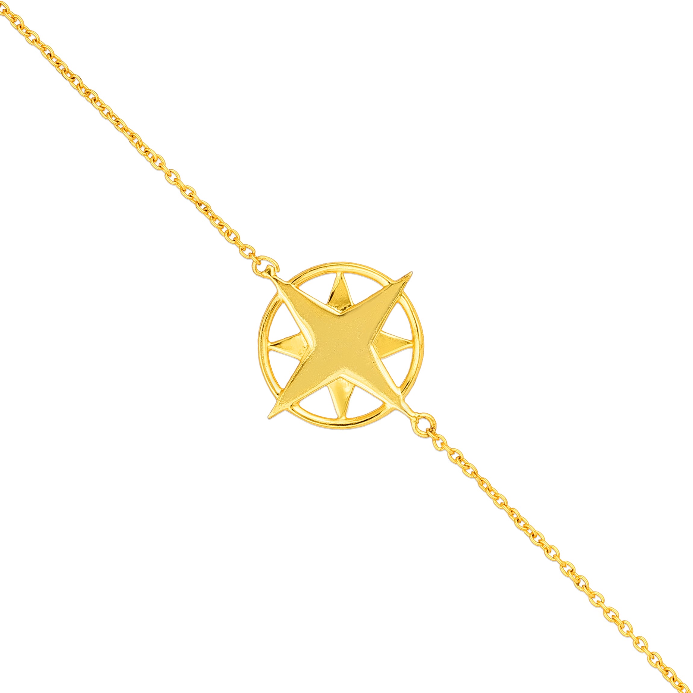 Golden Compass 925 Sterling Silver Minimal Bracelet