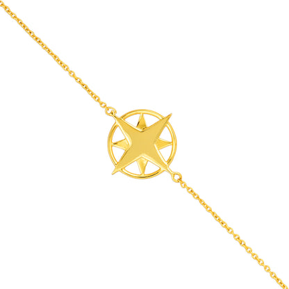 Golden Compass 925 Sterling Silver Minimal Bracelet