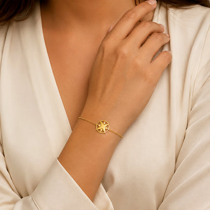 Golden Compass 925 Sterling Silver Minimal Bracelet