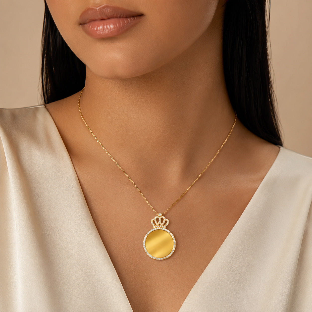 Golden Crown 925 Sterling Silver Statement Pendant