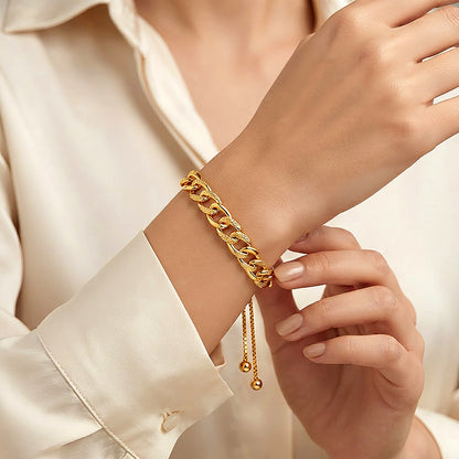 Golden Embrace 925 Sterling Silver Sculpted Link Bracelet