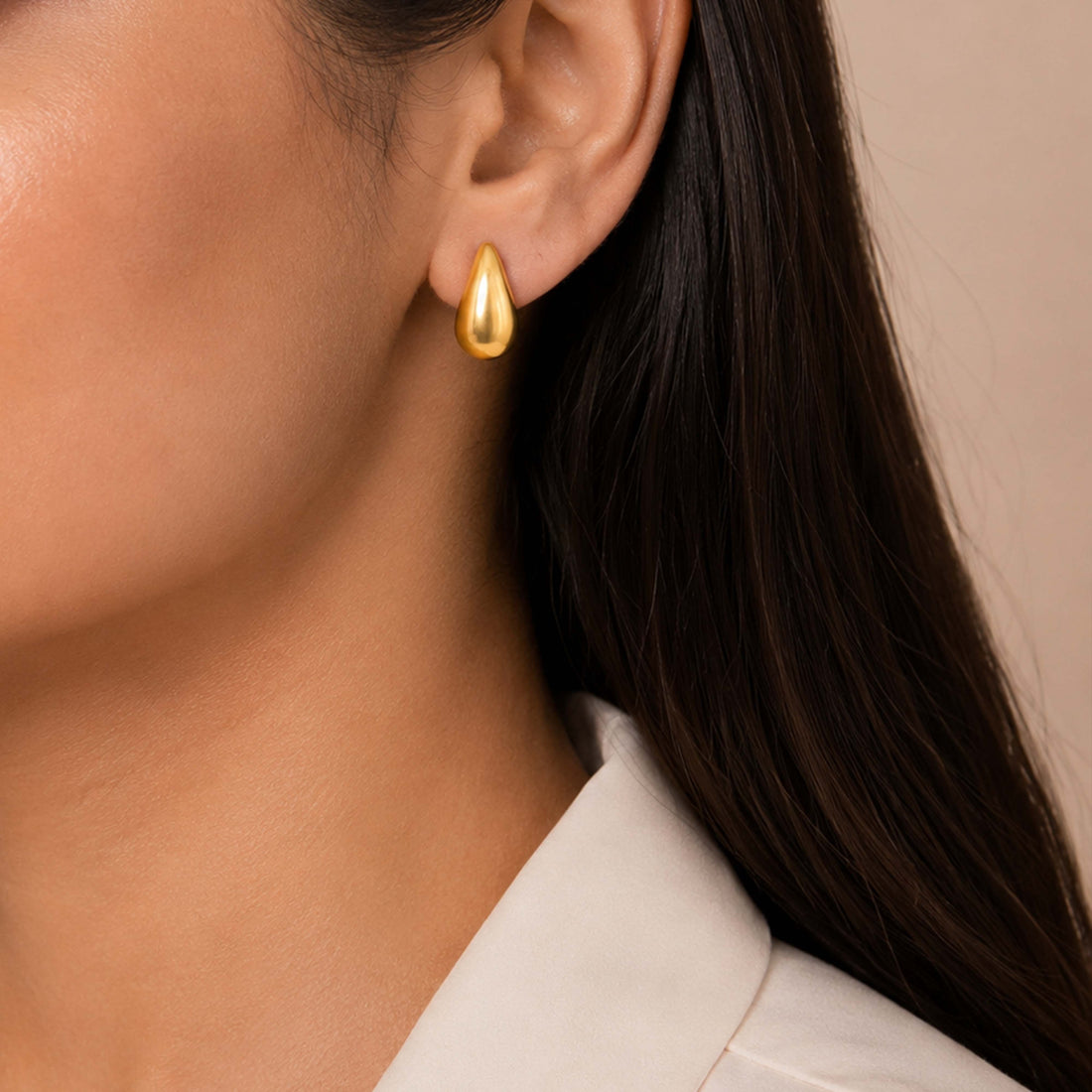 Golden Flame 925 Sterling Silver Sculpted Elegance Earring
