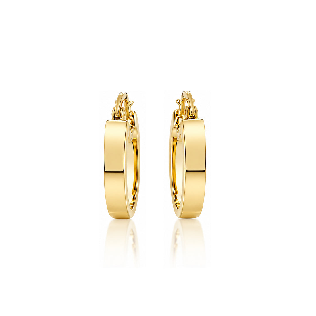 Golden Flat Edge Hoop 925 Sterling Silver Earring for Women