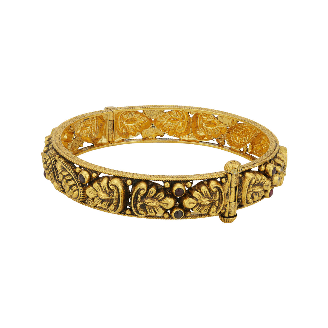 Golden Leaf Motif 925 Sterling Silver Bangle for Women