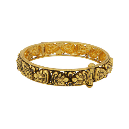 Golden Leaf Motif 925 Sterling Silver Bangle for Women