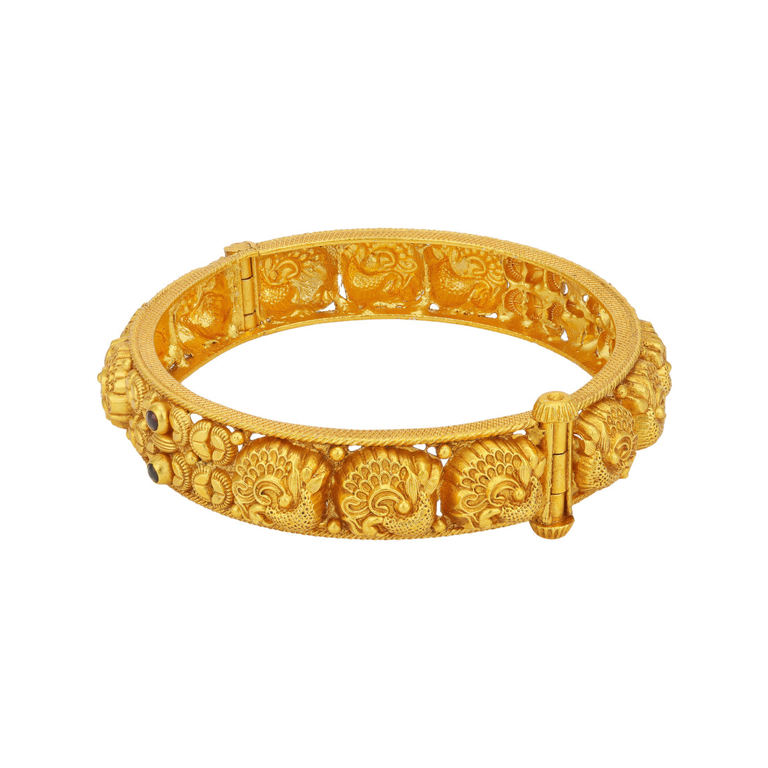 Golden Peacock Pattern 925 Sterling Silver Kada for Women