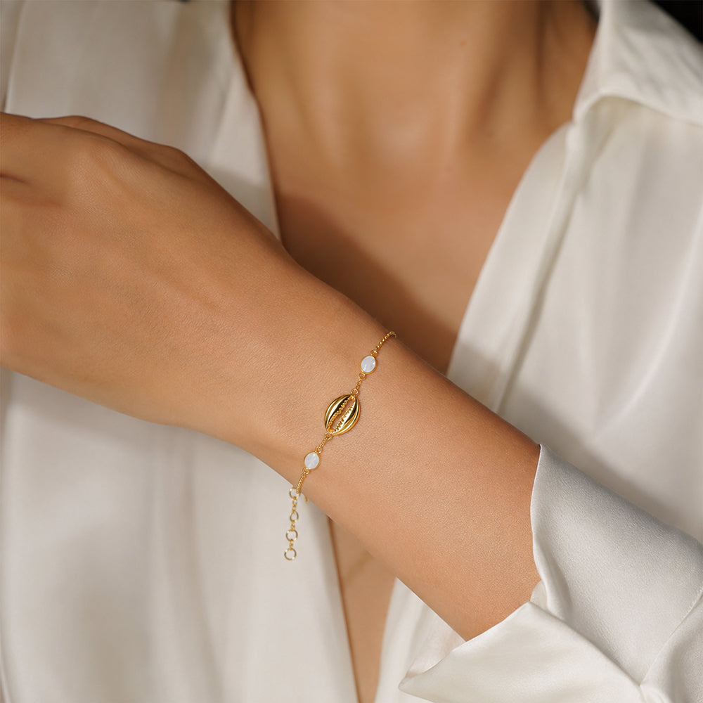 Golden Pearl Shell 925 Sterling Silver Designer Bracelet