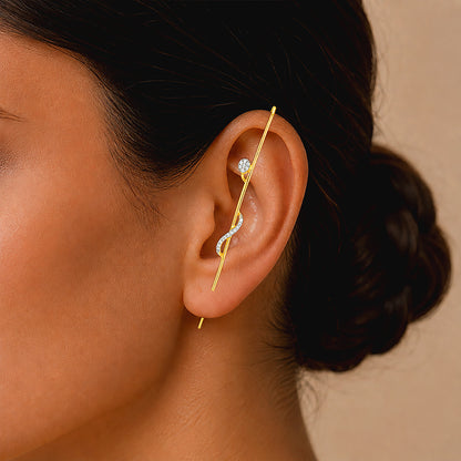 Golden Serpentine Sparkle 925 Sterling Silver Designer Earrings