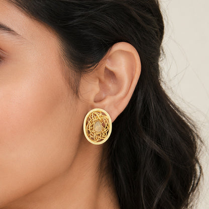 Golden Spiral Halo 925 Sterling Silver Earring