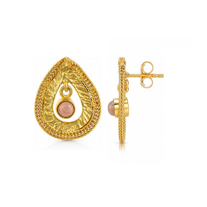 Golden Teardrop Charm 925 Sterling Silver Earrings